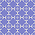 Fliesenaufkleber Azulejo Rosette in Kobaltblau, Musterverlauf mehrerer Fliesen
