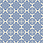 Fliesenaufkleber Azulejo Rosette in Royalblau, Musterverlauf mehrerer Fliesen