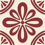Fliesenaufkleber Azulejo Rosette in Ziegelrot, einzelne Fliese