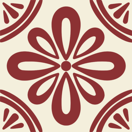 Fliesenaufkleber Azulejo Rosette in Ziegelrot, einzelne Fliese