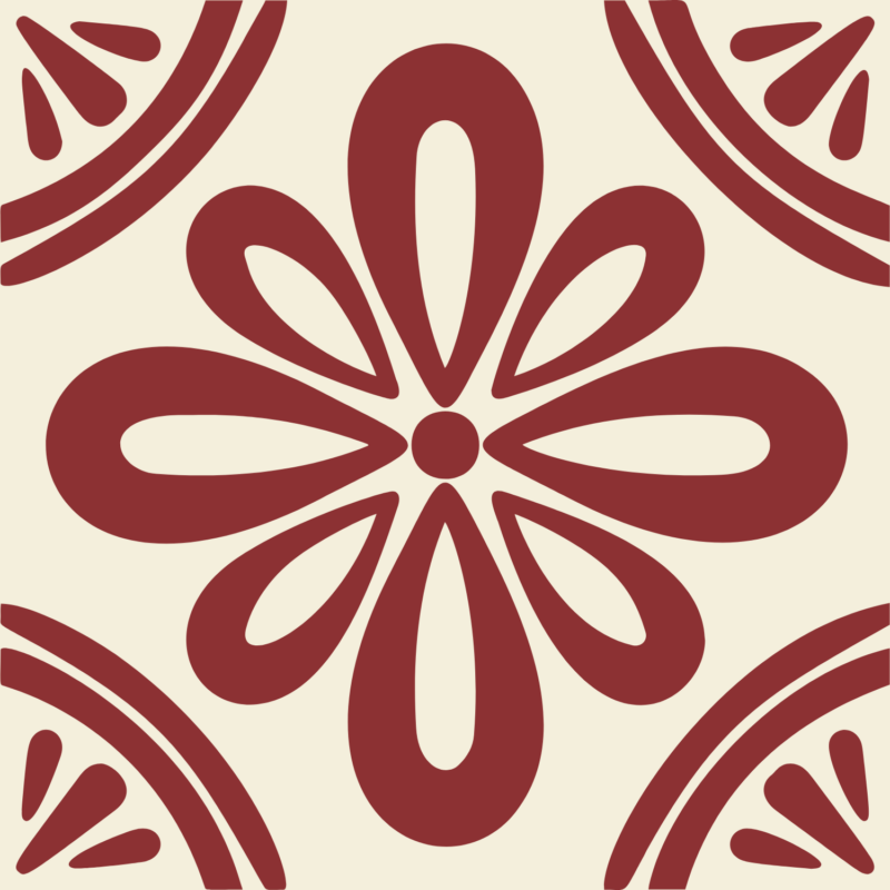 Fliesenaufkleber Azulejo Rosette in Ziegelrot, einzelne Fliese
