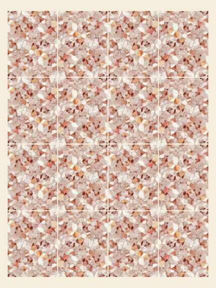 Fliesenaufkleber Terrazzo Rubin im Rechteckformat an der Wand