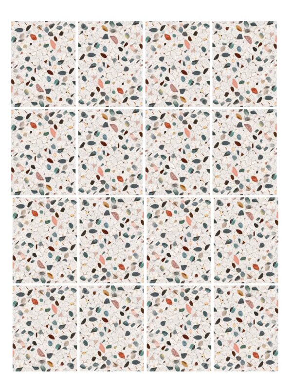 Fliesenaufkleber Terrazzo Kalkstein im Rechteckformat an der Wand