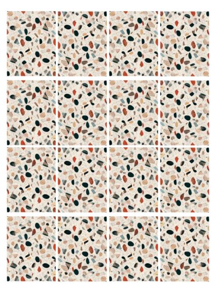 Fliesenaufkleber Terrazzo Klassik im Rechteckformat an der Wand