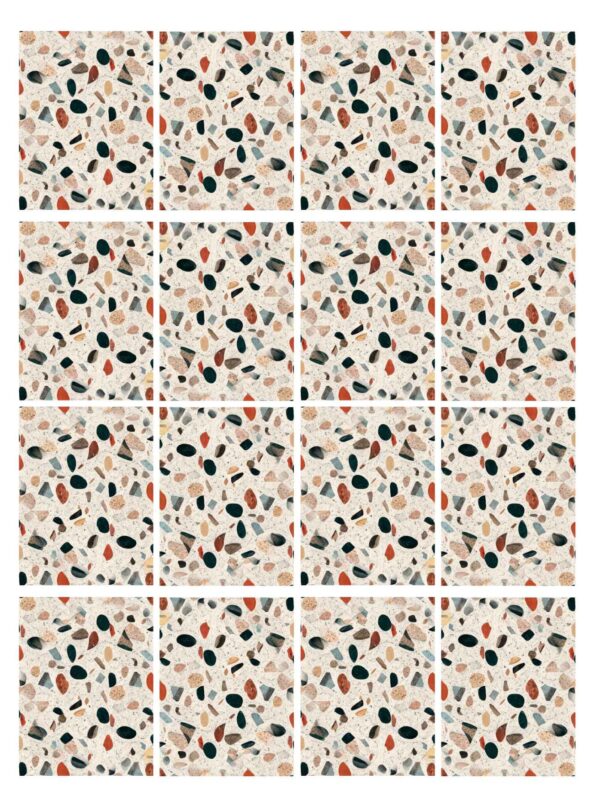 Fliesenaufkleber Terrazzo Klassik im Rechteckformat an der Wand