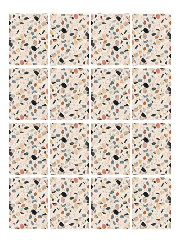 Fliesenaufkleber Terrazzo Konfetti im Rechteckformat an der Wand