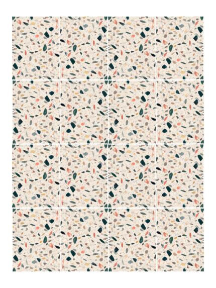 Fliesenaufkleber Terrazzo Koralle im Rechteckformat an der Wand