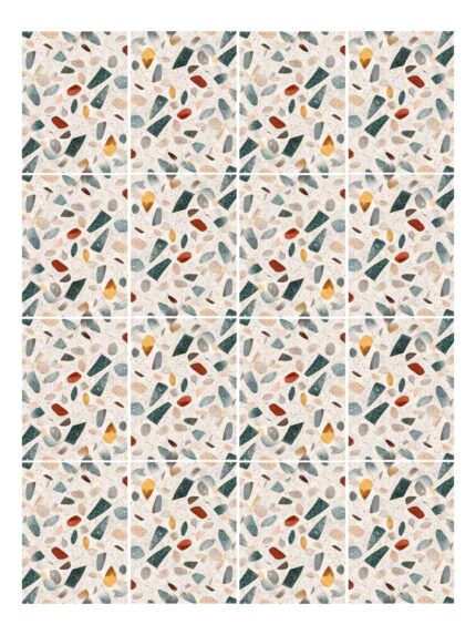 Fliesenaufkleber Terrazzo Palermo im Rechteckformat an der Wand