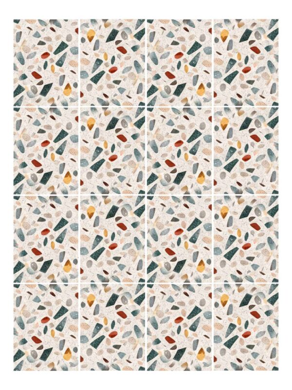 Fliesenaufkleber Terrazzo Palermo im Rechteckformat an der Wand