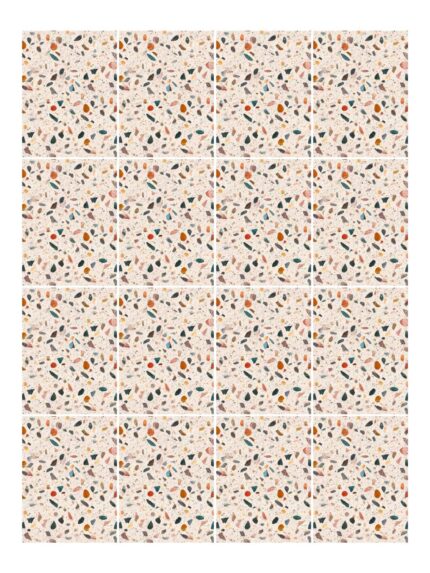 Fliesenaufkleber Terrazzo Pfirsich im Rechteckformat an der Wand