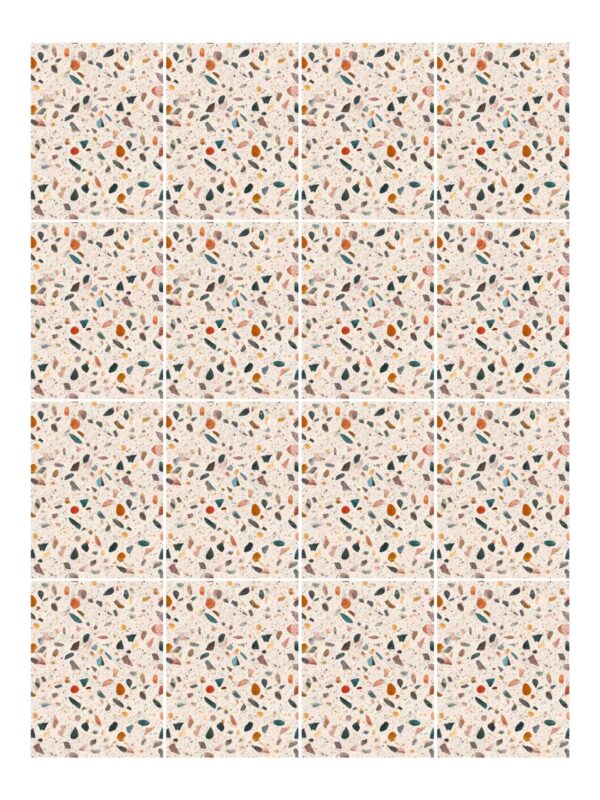 Fliesenaufkleber Terrazzo Pfirsich im Rechteckformat an der Wand