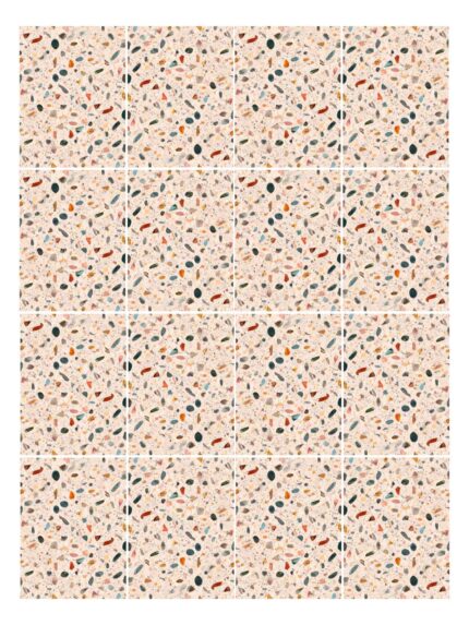 Fliesenaufkleber Terrazzo Sprenkel im Rechteckformat an der Wand