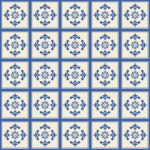 Fliesenaufkleber Azulejo Lilie in Royalblau, Musterfläche