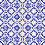 Fliesenaufkleber Azulejo Margerite in Kobaltblau-Creme, Musterfläche