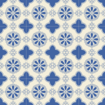 Fliesenaufkleber Azulejo Medaillon in Royalblau, Musterfläche