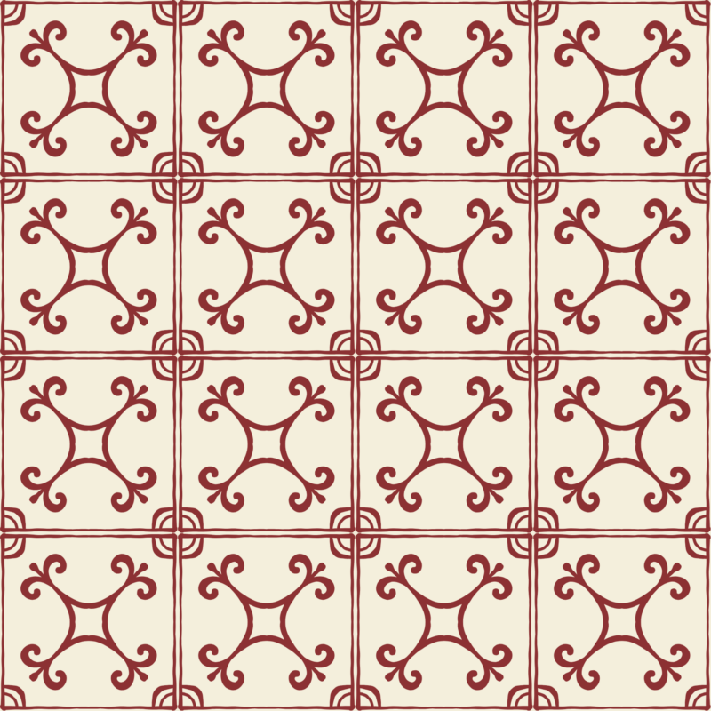 Fliesenaufkleber Azulejo Ranke in Ziegelrot, Musterfläche