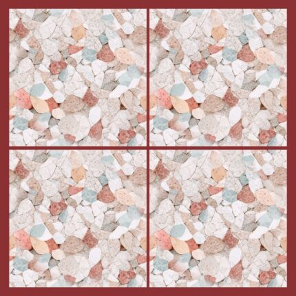 Fliesenaufkleber Terrazzo Bachlauf – Musteransicht an der Wand