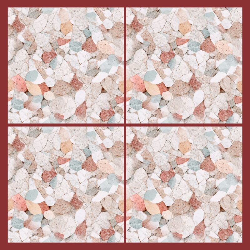 Fliesenaufkleber Terrazzo Bachlauf – Musteransicht an der Wand