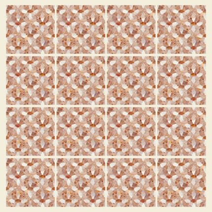 Fliesenaufkleber Terrazzo Bernstein – Musteransicht an der Wand