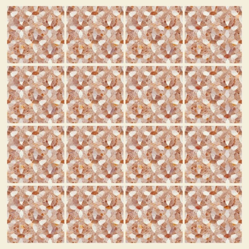 Fliesenaufkleber Terrazzo Bernstein – Musteransicht an der Wand