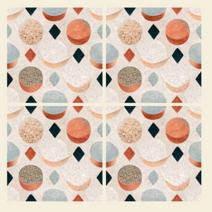 Fliesenaufkleber Terrazzo Halbmond – Musteransicht an der Wand