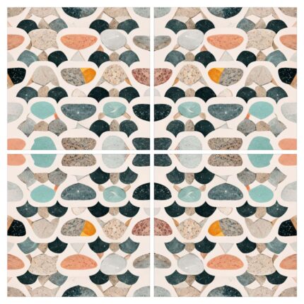 Fliesenaufkleber Terrazzo Kaleidoskop – vier Fliesenmotive im Muster