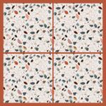 Fliesenaufkleber Terrazzo Kalkstein – Musteransicht an der Wand