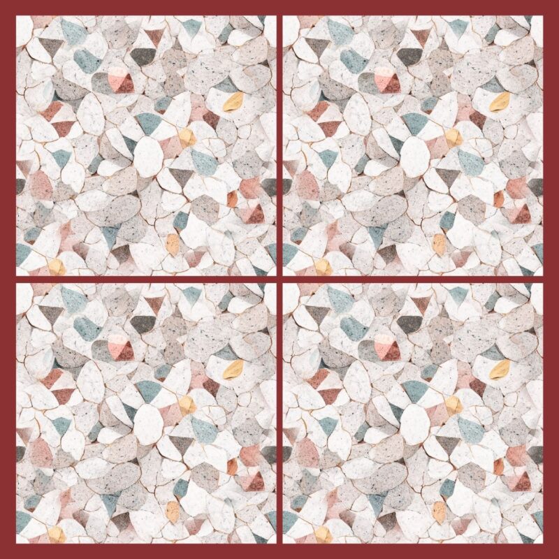 Fliesenaufkleber Terrazzo Kreide – Musteransicht an der Wand