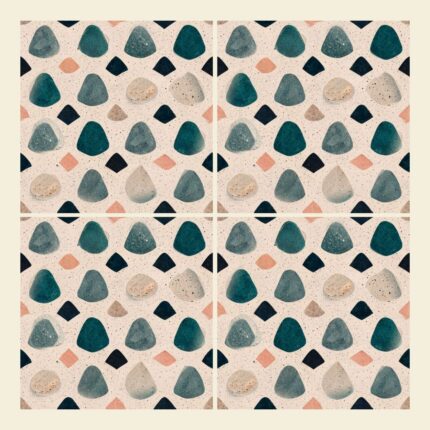 Fliesenaufkleber Terrazzo Lagune – Musteransicht an der Wand