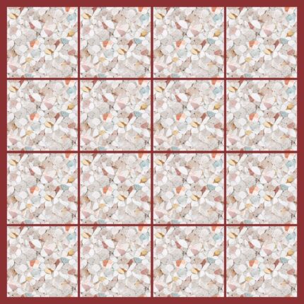 Fliesenaufkleber Terrazzo Muschel – Musteransicht an der Wand