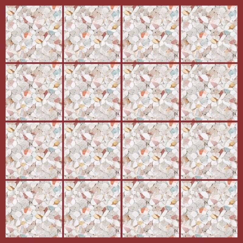 Fliesenaufkleber Terrazzo Muschel – Musteransicht an der Wand