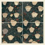 Fliesenaufkleber Terrazzo Nachtgold – vier Fliesenmotive im Muster