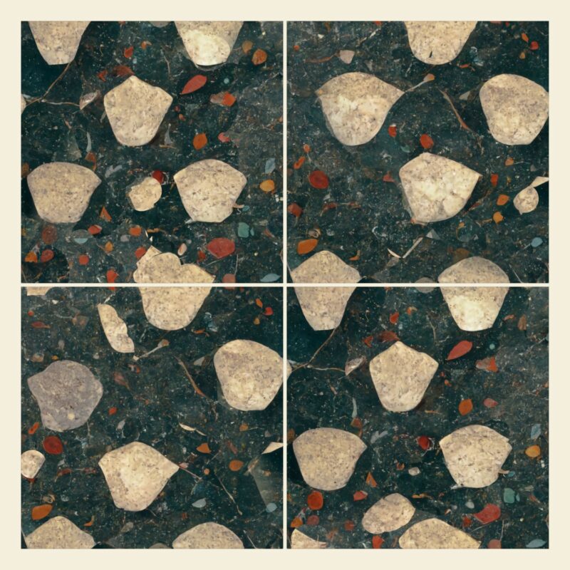 Fliesenaufkleber Terrazzo Nachtgold – vier Fliesenmotive im Muster