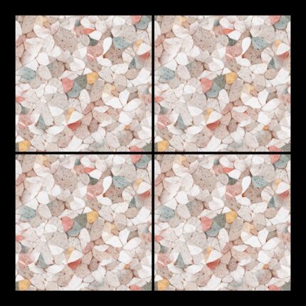 Fliesenaufkleber Terrazzo Sandstein – Musteransicht an der Wand
