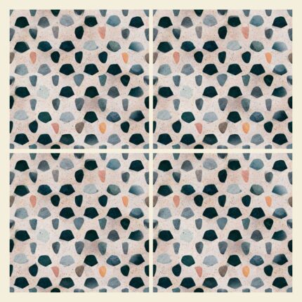 Fliesenaufkleber Terrazzo Wabe – Musteransicht an der Wand